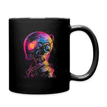 DJ Alien Alien with Headphones Festival UFO - Full Colour Mug - black - Right