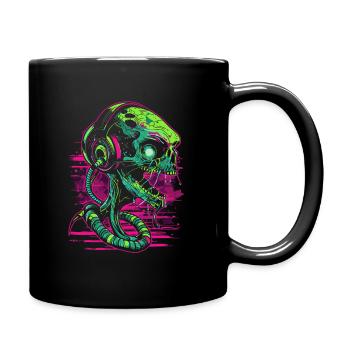 Außerirdischer DJ mit Kopfhörer Festival Alien UFO - Tasse einfarbig - Schwarz - Rechts