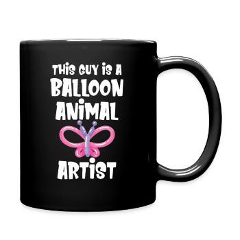 This guy is a balloon animal artist, - Full Colour Mug - black - Right
