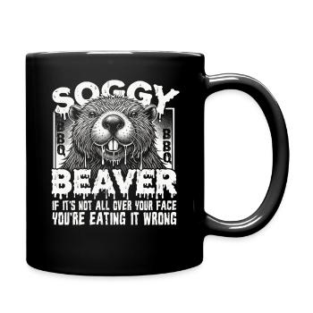 Beaver bbq funny soggy beaver bbq sarcastic adult - Full Colour Mug - black - Right