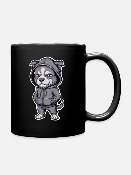 Chien cool en sweat à capuche élégant - Mug uni - noir