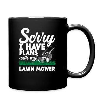 Landschaftsgärtner Pläne Rasenmäher - Tasse einfarbig - Schwarz - Rechts