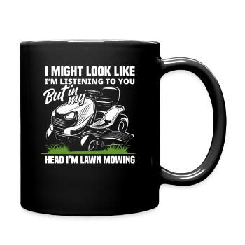 Paysagiste tondeuse à gazon Thinking - Mug uni - noir - Droite