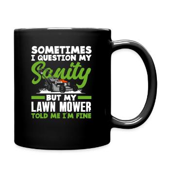 Landschaftsgärtner Vernunft Rasenmäher - Tasse einfarbig - Schwarz - Rechts