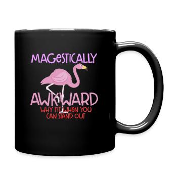 Majestätisch unbeholfenes T-Shirt - Pink Flamingo Vogel - Tasse einfarbig - Schwarz - Rechts