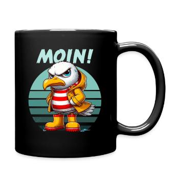 Hamburg Moin Möwe Nordsee Norddeutsch Lustig Retro - Tasse einfarbig - Schwarz - Rechts