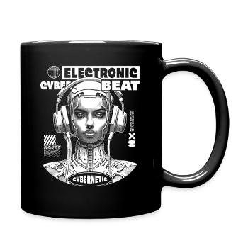 Electronic Cyber Beats on Futuristic Shirt - Full Colour Mug - black - Right
