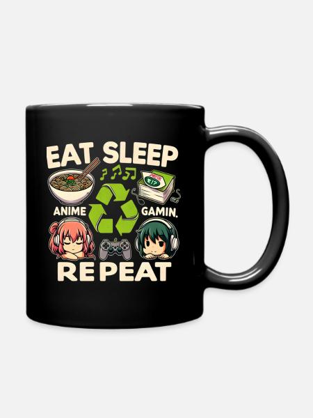 Cute Anime Eat Sleep Anime Repeat Manga - Tasse einfarbig - Schwarz
