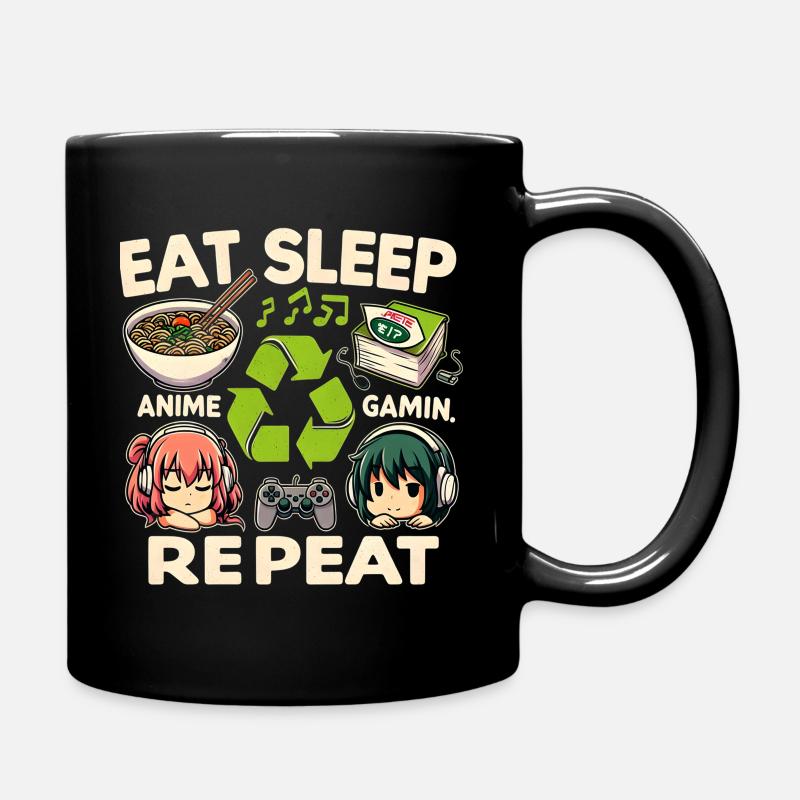 Cute Anime Eat Sleep Anime Repeat Manga - Tasse einfarbig - Schwarz