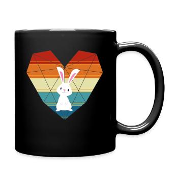 Cute Bunny Heart Funny Rabbit - Full Colour Mug - black - Right