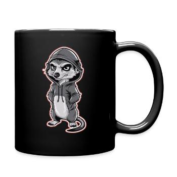 Cool meerkat in stylish hoodie - Full Colour Mug - black - Right