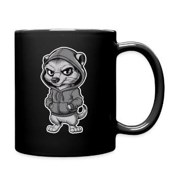 Cool meerkat in stylish hoodie - Full Colour Mug - black - Right