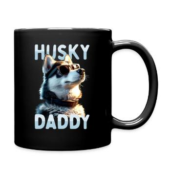 Husky Daddy Dad Vatertag Herrchen Papa Huskys - Tasse einfarbig - Schwarz - Rechts