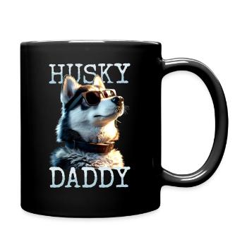 Husky Daddy Dad Vatertag Herrchen Papa Huskys - Tasse einfarbig - Schwarz - Rechts