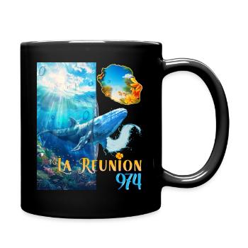 La Réunion 974 Tropische Blume Hibiskuswal - Tasse einfarbig - Schwarz - Rechts