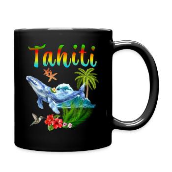 Schöne Tahitiinsel Kolibri Wal Hibiskus Kokospalme - Tasse einfarbig - Schwarz - Rechts