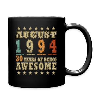 30th Birthday Original August 1994 Vintage 1994 - Full Colour Mug - black - Right