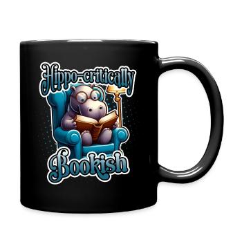 Nilpferd-kritischer Bücherwurm Niedliches Lesehippo - Tasse einfarbig - Schwarz - Rechts
