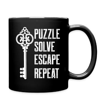 Puzzle Solve Escape Repeat Locked Room Game - Tasse einfarbig - Schwarz - Rechts