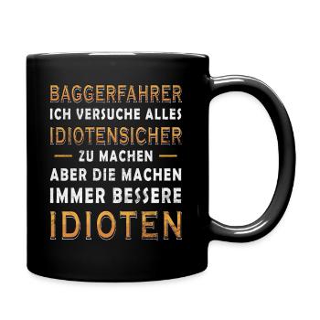 Baugeräteführer Kranführer Baggerfahrer Baugeräte - Tasse einfarbig - Schwarz - Rechts
