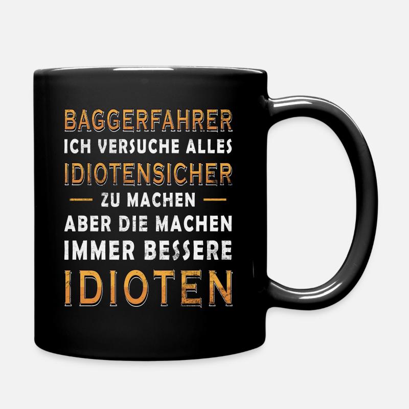 Baugeräteführer Kranführer Baggerfahrer Baugeräte - Tasse einfarbig - Schwarz
