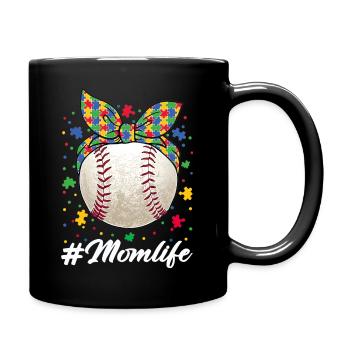 Baseball Ball Puzzle Mom Life Autism Awareness - Tasse einfarbig - Schwarz - Rechts