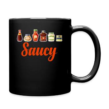 Saucy Funny Condiments Senf-würziges - Tasse einfarbig - Schwarz - Rechts