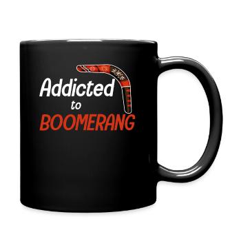addicted to boomerangs, funny, hobby, sports, - Full Colour Mug - black - Right