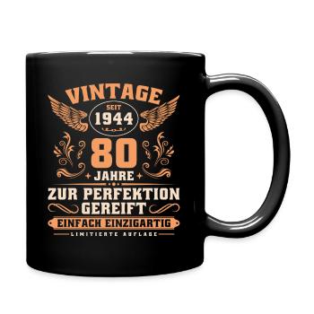 Vintage seit 1944 Jahrgang 80 Geburtstag - Tasse einfarbig - Schwarz - Rechts