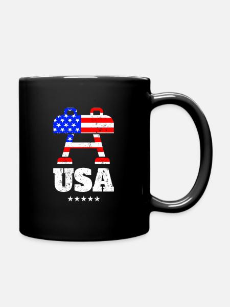 Pommel Horse United States Flag US Gymnastics Team Champions - Full Colour Mug - black