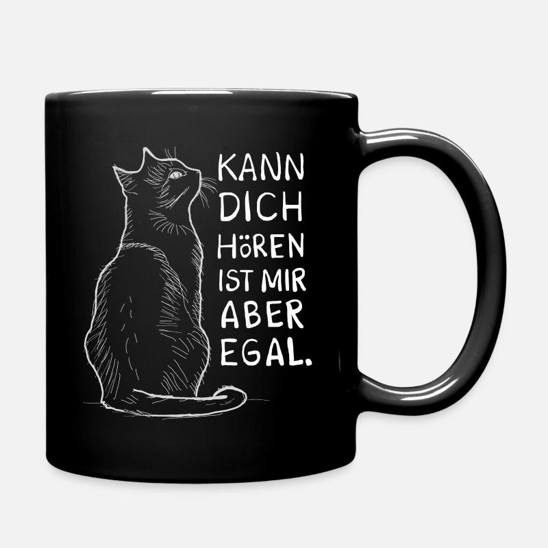 faule Katze Spruch Katzengesicht Geschenk Idee - Tasse einfarbig - Schwarz