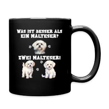 Was ist besser als ein Malteser zwei Malteser - Tasse einfarbig - Schwarz - Rechts