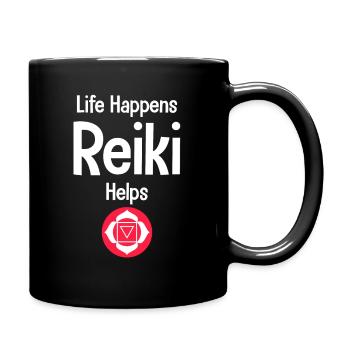 Life Happens Reiki helps with chakra healing. - Full Colour Mug - black - Right