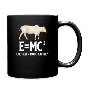 E=mc Emotion = Moo X Cattle Farmer Ranchero - Tasse einfarbig - Schwarz - Rechts