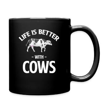 Mit Kühen Ist Das Leben Besser, Viehzüchter - Tasse einfarbig - Schwarz - Rechts
