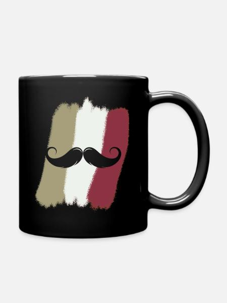 Schnurrbart Gesichtsbehaarung Gentleman - Tasse einfarbig - Schwarz