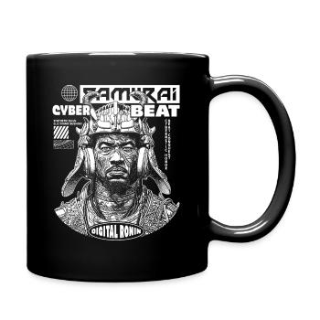 Manga Samurai T-Shirt mit Techno-Twist - Tasse einfarbig - Schwarz - Rechts