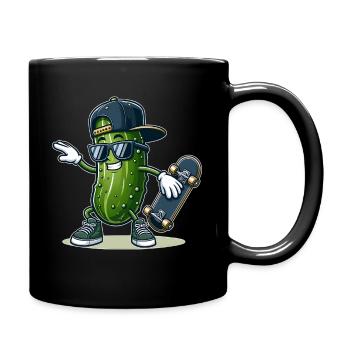 Dabbing Pickle skater Cucumber skateboard funny - Tasse einfarbig - Schwarz - Rechts