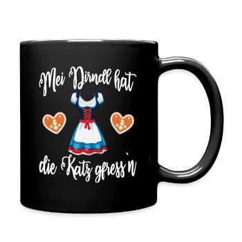Mei Dirndl hat die Katz gfress`n - Tasse einfarbig - Schwarz - Rechts