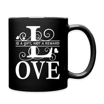Liebe ist ein Geschenk Flock einfarbig - Tasse einfarbig - Schwarz - Rechts