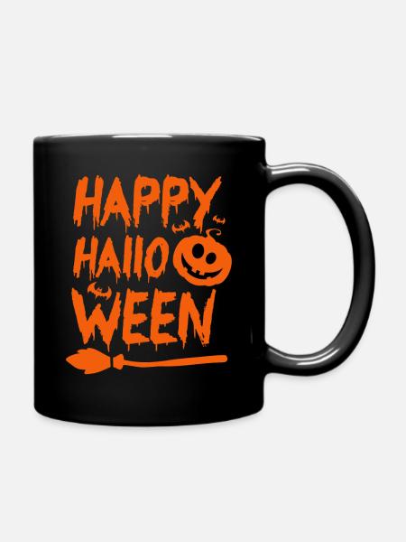 Halloween Schriftzug Happy Halloween - Tasse einfarbig - Schwarz