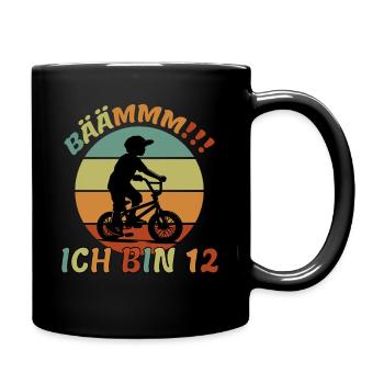 12 Jahre Zwölf Bmx Fahrrad 12 Geburtstag - Tasse einfarbig - Schwarz - Rechts