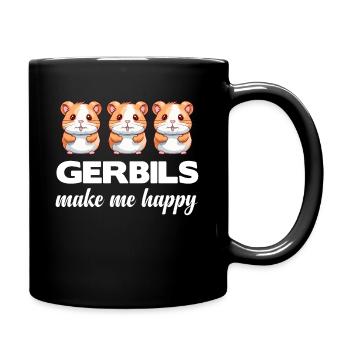 Gerbils make me happy Ratón - Full Colour Mug - black - Right
