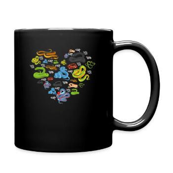 Herz Schlangen - Tasse einfarbig - Schwarz - Rechts
