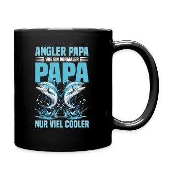 Angler Papa Spruch Sprüche Angeln - Tasse einfarbig - Schwarz - Rechts