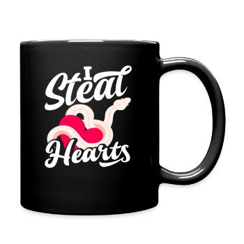 Schlange Stiehlt Herzen - Tasse einfarbig - Schwarz - Rechts