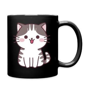 Chat mignon - Chat de bande dessinée - Mug uni - noir - Droite