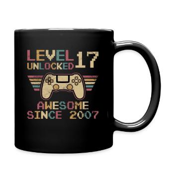 Geburtstag Level 17 freigeschaltet - Tasse einfarbig - Schwarz - Rechts