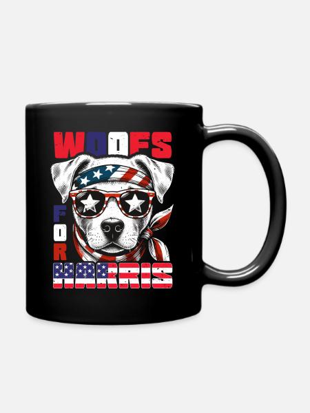 Harris Wahlen 2024 USA Hund Woofs Kamala Walz - Tasse einfarbig - Schwarz