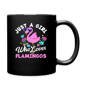 Fille qui aime les flamants roses - Mug uni - noir - Droite